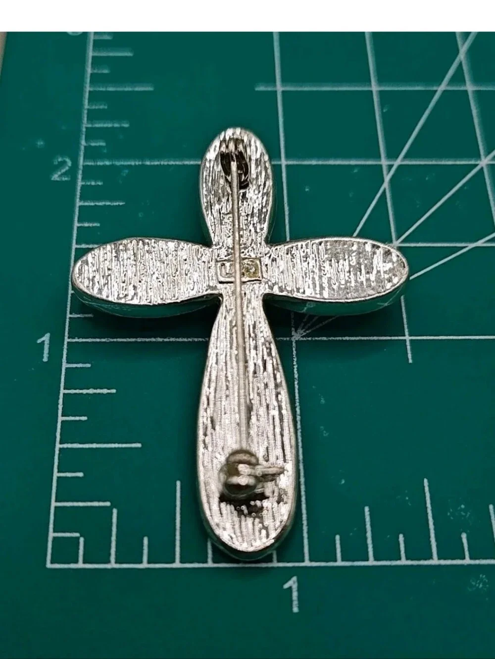 Vintage Cross Locket Amethyst Sterling Cross Pendant Rhinestone Cross Brooch LC